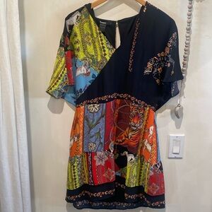Desigual patch mix media dress